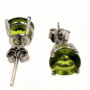 Fancy Green Stone Sterling Silver Stud Earrings